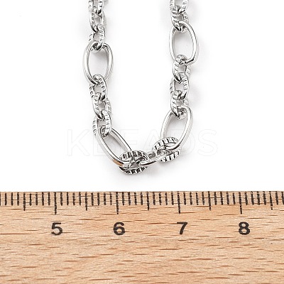 5.5MM 304 Stainless Steel Textured Oval Link Chain Necklaces NJEW-T016-12P-1