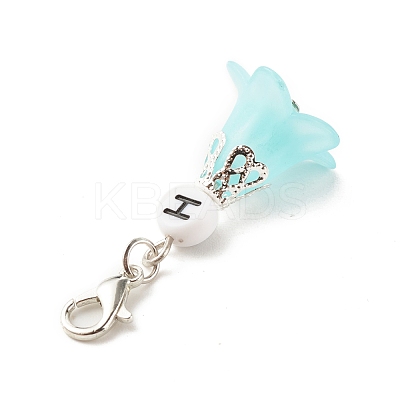 Frosted Flower Transparent Acrylic Pendant Decoration HJEW-JM00628-02-1