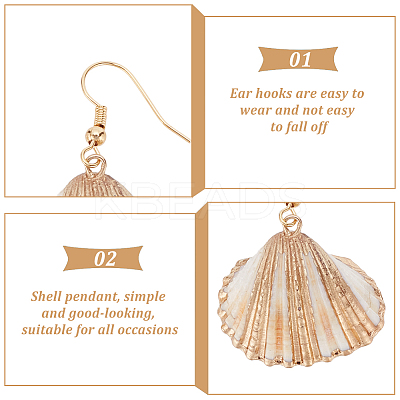 3 pairs 3 style Natural Shell Dangle Earrings with Plastic Pearl Beaded EJEW-AN0003-49-1