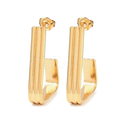 304 Stainless Steel Trapezoid Stud Earrings EJEW-P324-13G-1