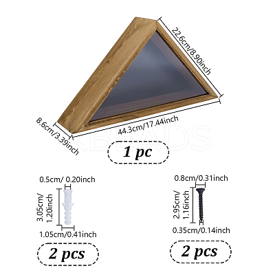 Triangle Wooden Wall Mounted Foldable Flag Cases CON-WH0125-09A-1