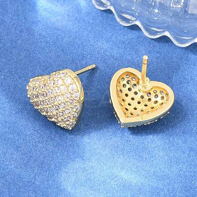 Brass Micro Pave Clear Cubic Zirconia Stud Earrings EJEW-G471-31G-02-1