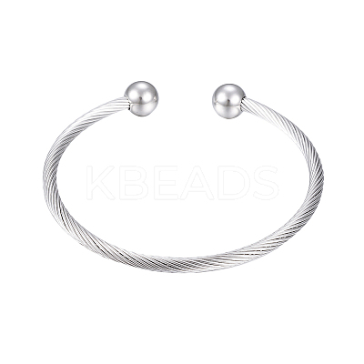 Tarnish Resistant 304 Stainless Steel Torque Cuff Bangles BJEW-G584-51P-1