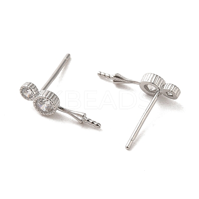 Anti-Tarnish 925 Sterling Silver Stud with Cubic Zirconia Earrings Findings STER-Z007-06P-1