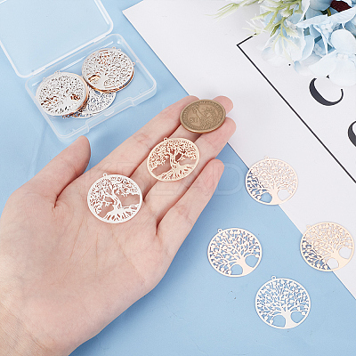 30Pcs 5 Style Rack Plating Brass Filigree Pendants KKC-AR0001-02-1