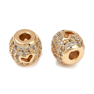 Brass Micro Pave Cubic Zirconia Beads KK-F906-23G-1
