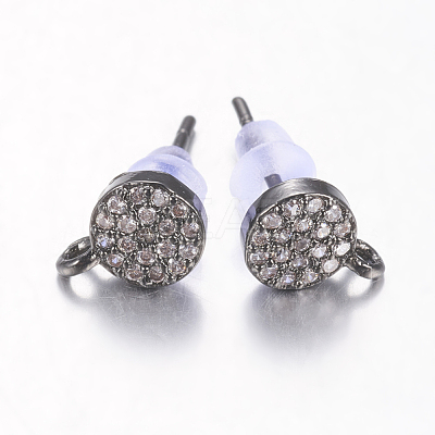Brass Micro Pave Cubic Zirconia Stud Earring Findings ZIRC-E132-11B-B-1