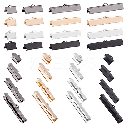 32Pcs 16 Style Brass Ribbon Crimp Ends KK-PH0009-44-1
