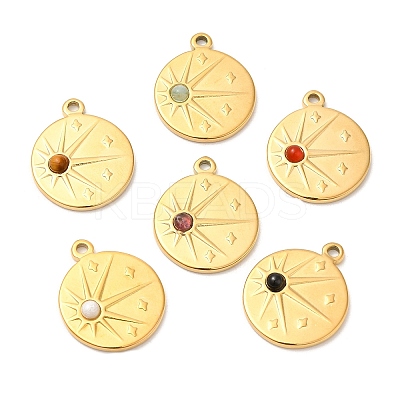 Ion Plating(IP) 316 Stainless Steel Flat Round Pendants STAS-K258-28G-1