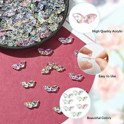 100Pcs Transparent UV Plating Acrylic Beads PACR-PA0001-03-1