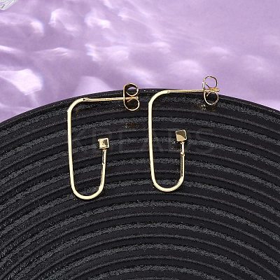 Brass Cube Stud Earrings EJEW-S280-04G-1