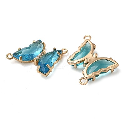 Brass Pave Faceted Glass Connector Charms FIND-Z020-04U-1
