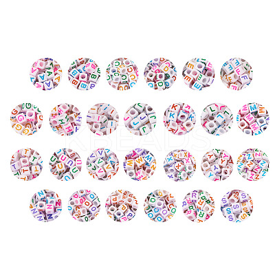 1300Pcs 26 Style Opaque White Acrylic Beads SACR-CD0001-02-1