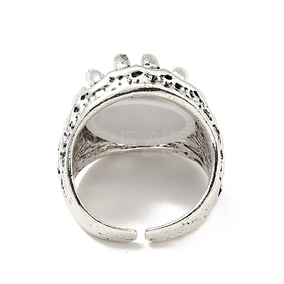 Claw with Evil Eye Resin Open Cuff Ring RJEW-D118-02AS-1