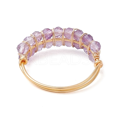 Natural Amethyst & Moss Agate & Apatite Finger Rings RJEW-TA00182-1