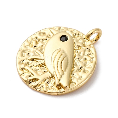 Brass Pave Cubic Zirconia Pendants KK-P308-46G-1
