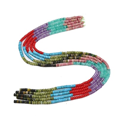 Glass & Natural Chinese Southern Jade & Amethyst & Rhodonite & Indian Agate & Synthetic Turquoise Beads Strands G-Z135-C05-2x4mm-1