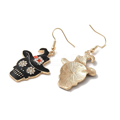 Halloween Golden Alloy Enamel Dangle Earrings EJEW-K274-03A-G-1