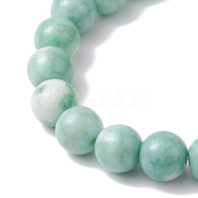 2Pcs 2 Colors 10.5mm Round Opaque Crackle Glass Beaded Stretch Bracelet Sets BJEW-MZ00079-1