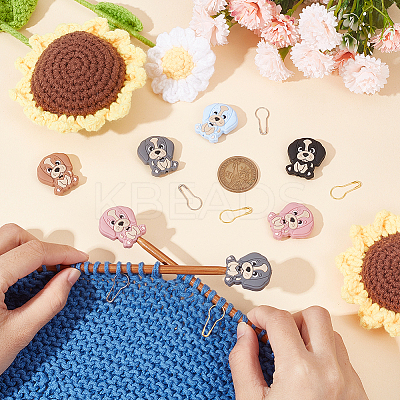 DIY Dog Silicone Beads Knitting Needle Protectors/Knitting Needle Stoppers with Stitch Markerss IFIN-NB0001-56-1
