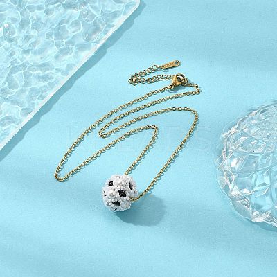 Shell Pearl Beaded Flower Pendant Necklace NJEW-MZ00018-1