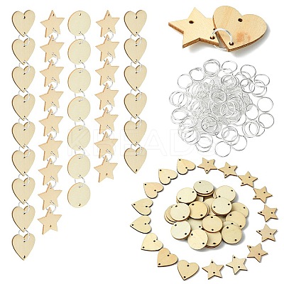 50Pcs Undyed Wood Connector Charms WOOD-FS0001-12A-1