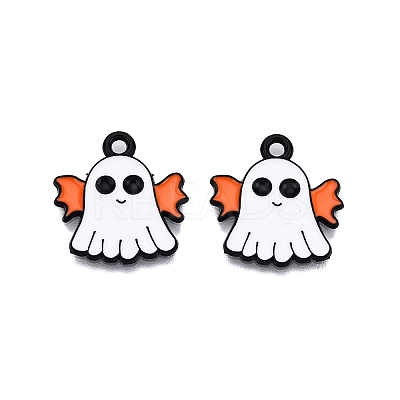 Halloween Theme Spray Painted Alloy Enamel Pendants ENAM-T020-09G-1