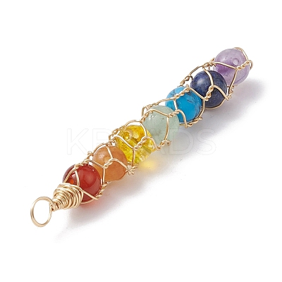 Chakra Gemstone Copper Wire Wrapped Big Pendants PALLOY-JF02494-1