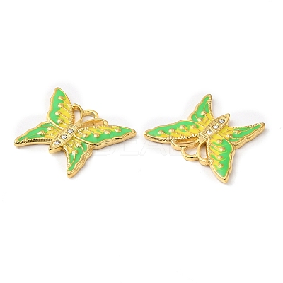 Real 18K Gold Plated 304 Stainless Steel Rhinestone Pendants STAS-A084-24G-03-1