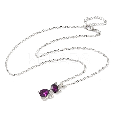 Cat Shape Alloy Rhinestone Pendant Necklaces FS-WG5CA0C-04-1