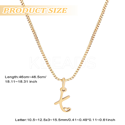 1pc Brass Chain & 304 Stainless Steel Letter Pendant Necklaces NJEW-LP0001-40X-G-1