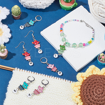 Alloy Enamel Cactus Pendant Locking Stitch Markers HJEW-AB00098-1