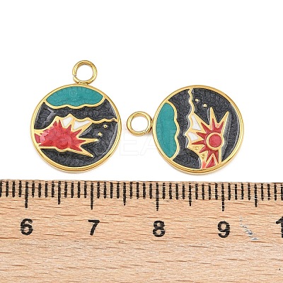 304 Stainless Steel with Enamel Pendants STAS-Z166-11G-01-1