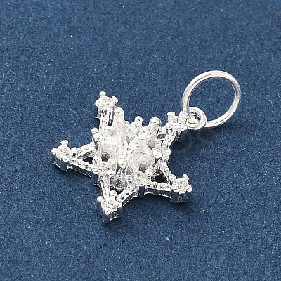 925 Sterling Silver Pave Clear Cubic Zirconia Pendants STER-G049-01B-S-1