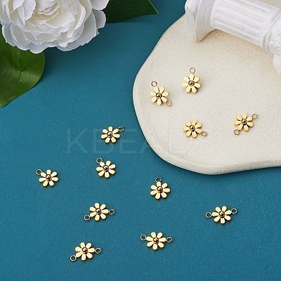 10Pcs 430 Stainless Steel Small Flower Connector Charms JX237B-1