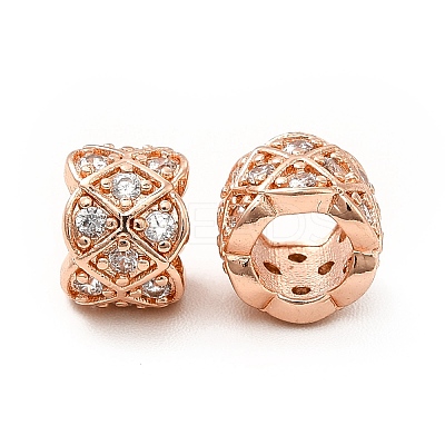 Rack Plating Brass Micro Pave Clear Cubic Zirconia European Beads KK-C010-57-1