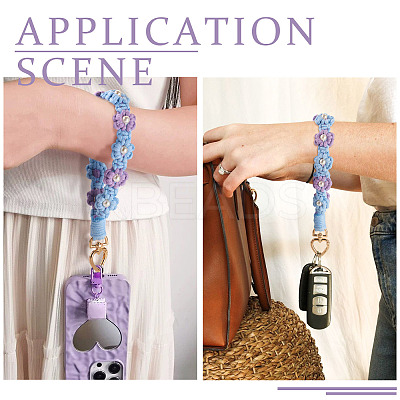 Cotton Braided Flower Pendant Decorations AJEW-TAC0030-032G-11-1