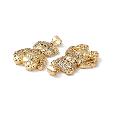 Brass Micro Pave Cubic Zirconia Pendants KK-B061-20G-02-1