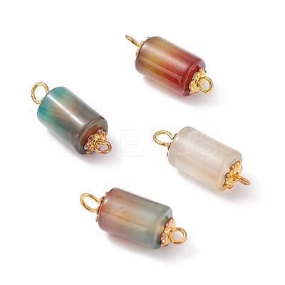 Natural Peacock Agate Connector Charms PALLOY-YW0001-54-1