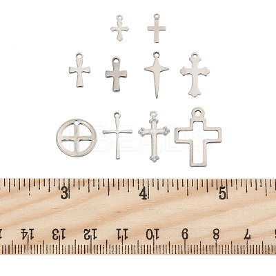 60Pcs 10 Styles 201 and 304 Stainless Steel Pendants STAS-FS0001-91-1