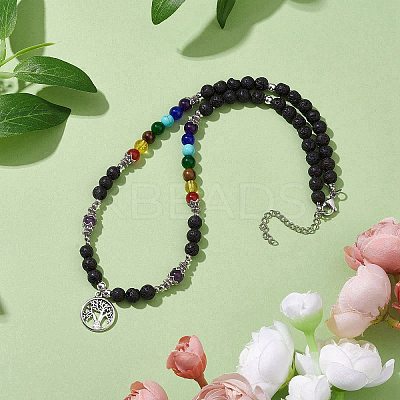 Chakra Gemstone Necklaces NJEW-JN04915-1