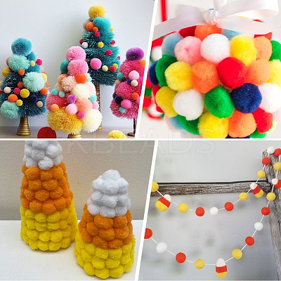 400Pcs 4 Colors Polyester Pom Pom Balls DIY-SC0031-37D-1