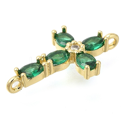 Brass Pave Cubic Zirconia Connector Charms KK-M101-03A-G01-1