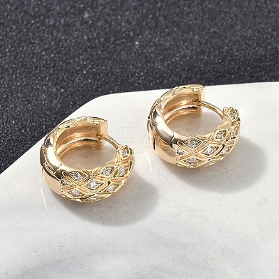 Brass Clear Cubic Zirconia Rhombus Hoop Earrings EJEW-D320-04G-1
