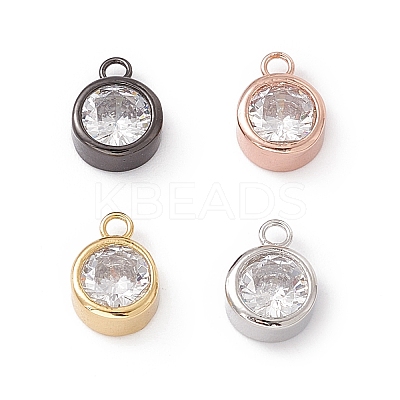 Rack Plating Brass Cubic Zirconia Charms KK-M231-26-1