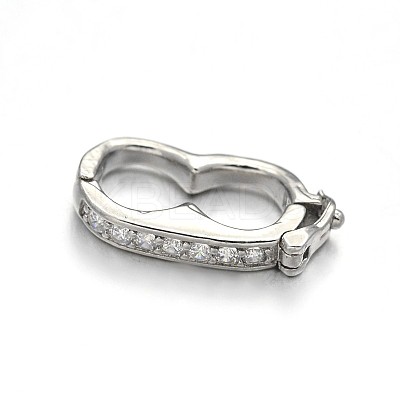 Rack Plating Brass Micro Pave Cubic Zirconia Twister Clasps ZIRC-I012-16P-RS-1