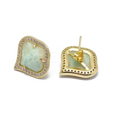 Natural Amazonite Stud Earrings EJEW-L228-07B-G-1