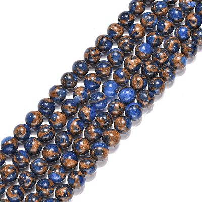 Synthetic Gold Clinquant Stone Beads Strands G-G026-R-8mm-1-1