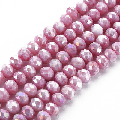 Opaque Baking Paint Glass Beads Strands EGLA-N006-010A-B02-1