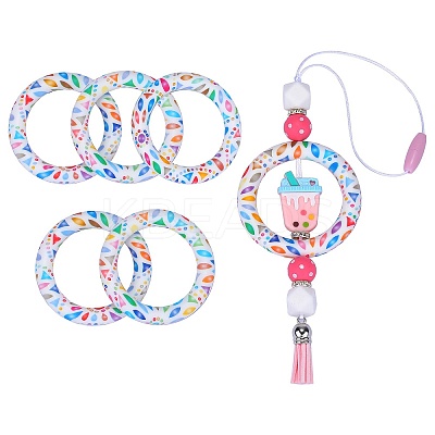5Pcs Ring Food Grade Eco-Friendly Silicone Focal Beads JX894K-1